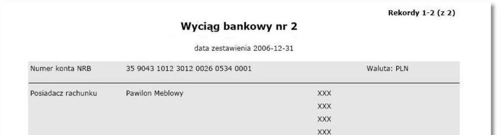 Wybór odnośnika w kolumnie Rodzaj operacji umożliwia podgląd oraz wydruk