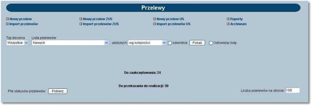 Przeglądanie zleceń jest możliwe po użyciu przycisku [Pokaż].