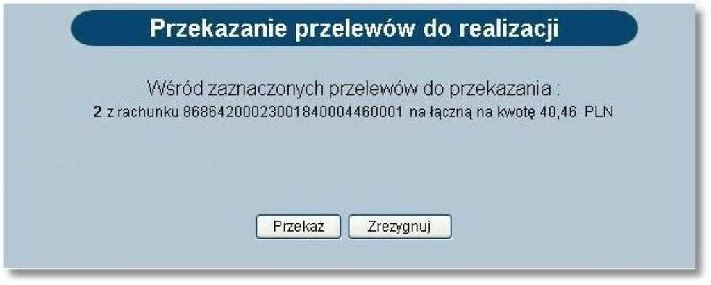 Użycie przycisku [Przekaż] spowoduje wysłanie dokumentów i/lub paczek oraz zmianę statusu dokumentu i/lub paczki na Przekazane do realizacji lub Zrealizowane, jeśli jednocześnie nastąpi księgowanie w