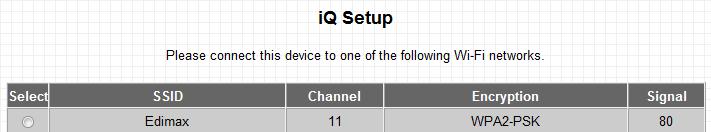 Program iq Setup rozpocznie automatycznie wykrywad dostępne sieci bezprzewodowe. Wszystkie wykryte sieci bezprzewodowe zostaną wyświetlone na liście.