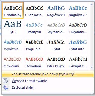 5. Ustawienie innych stylów w CV 5.1.