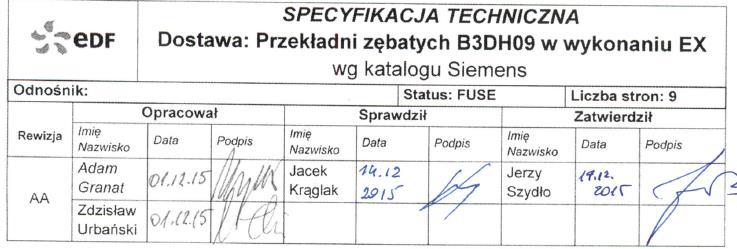 Strona: 1/9 Typ dokumentu: specyfikacja techniczna Kod projektu:dbah/16-010.
