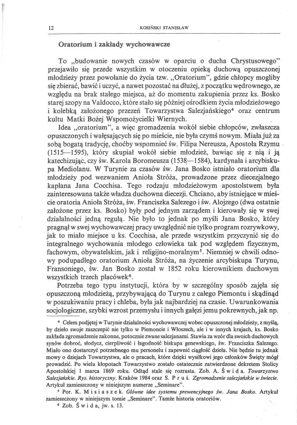 12 KOSIŃSKI STANISŁAW _ger1e\\rsk1te210, św. Franciszka :Saleze:go. zar>ewmc ciągłość dzieła. Nie tu jednak wysiłkowi jego członków mógł J.