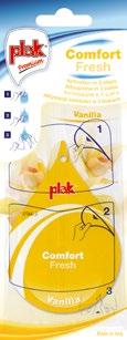 10 Zapachy Plak Comfort Fresh PLAK Comfort Fresh Vanilla Odświeżacz powietrza do samochodu w formie zawieszki ze specjalnym systemem uwalniania zapachu w 3 etapach, umożliwiającym kontrolę jego