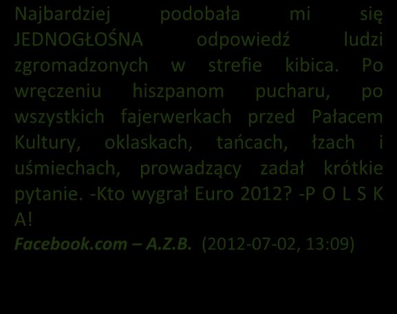 JEDNOGŁOŚNA odpowiedź ludzi zgromadzonych w strefie kibica.