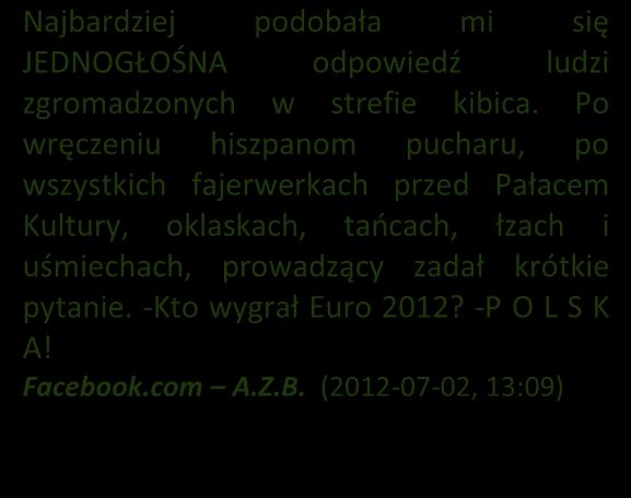 JEDNOGŁOŚNA odpowiedź ludzi zgromadzonych w strefie kibica.