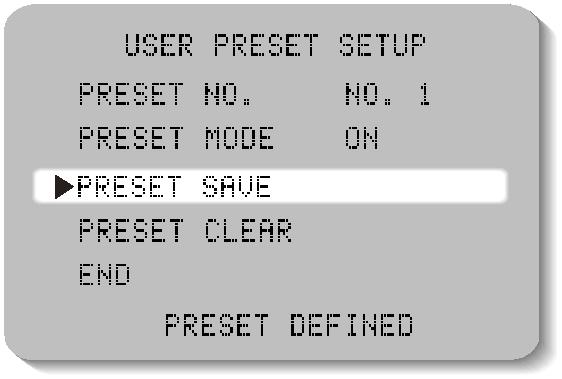 PRESET SAVE: Zapisanie