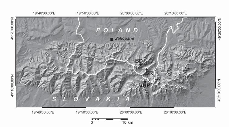 In the period 2003 2005, B. Gądek installed a digital temperature recorder on the surface of the rock glacier in the Świstówka Roztocka valley (Gądek, Kędzia 2008; 2009).