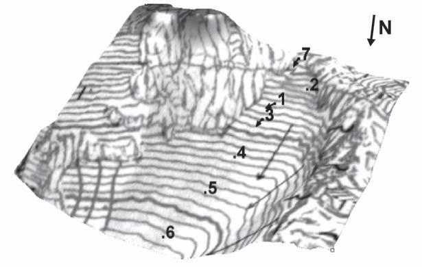 8 Fig. 2. A numerical model of the rock glacier in the Świstówka Roztocka valley with the selected measurement points.