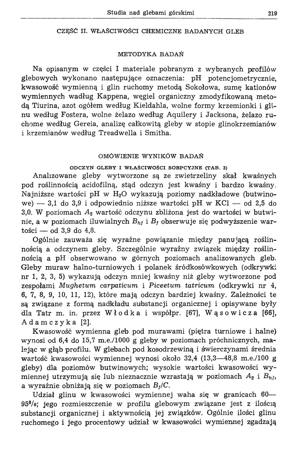 Studia nad glebam i górskim i 219 CZĘŚĆ II.