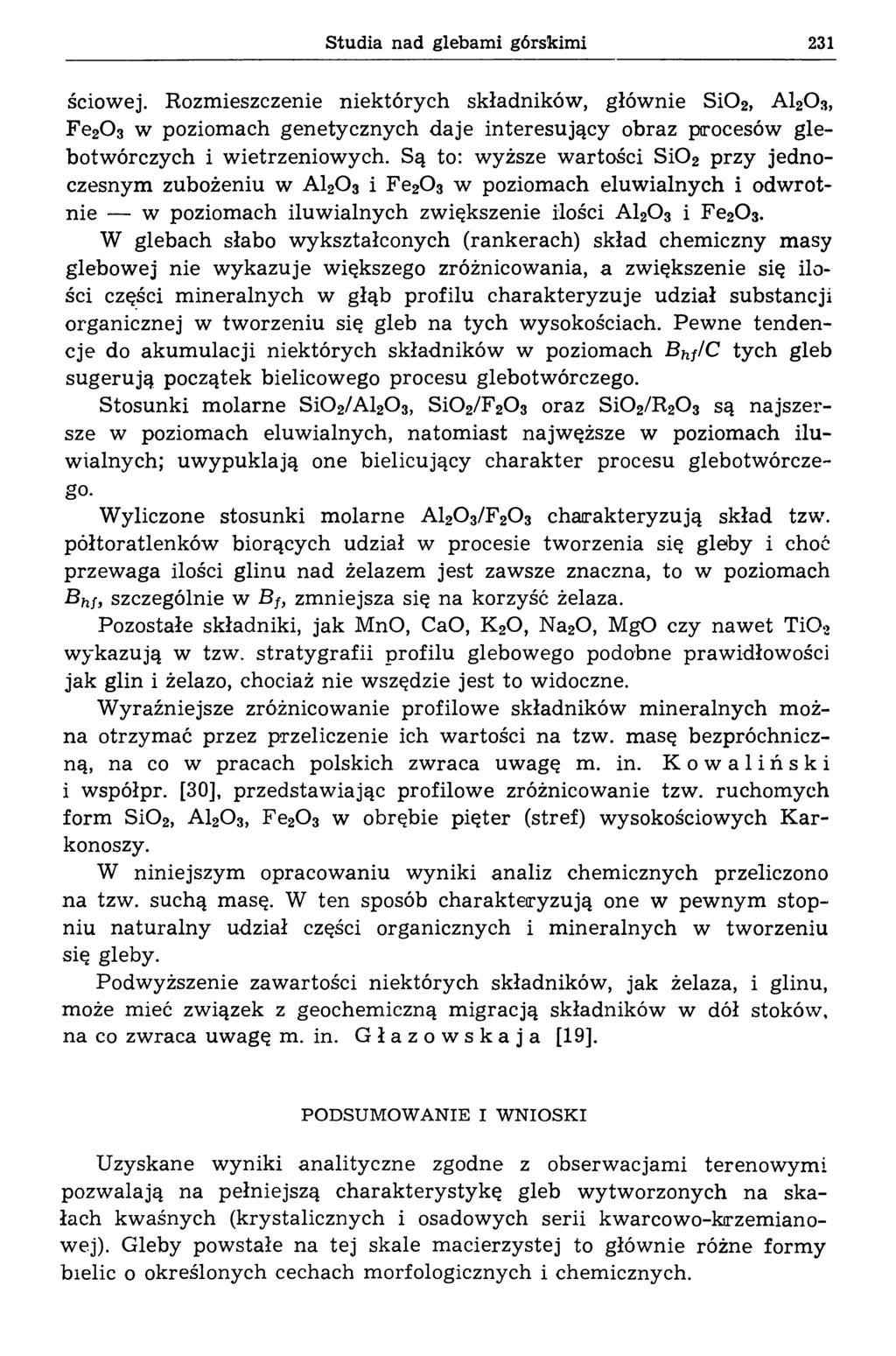 Studia nad glebam i górskim i 231 ściowej.