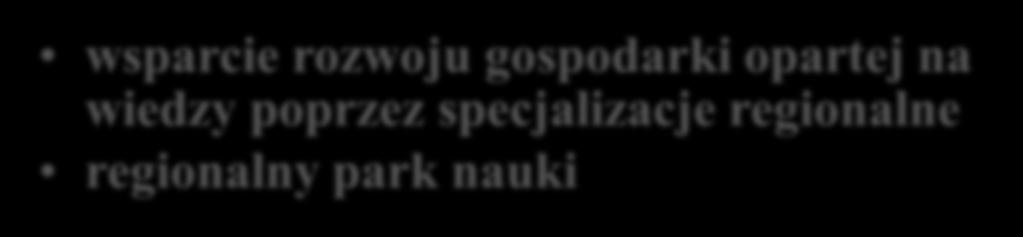 Priorytet I Wzmacnianie nowoczesnej gospodarki Działania wsparcie rozwoju gospodarki opartej na wiedzy poprzez