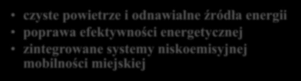 Priorytet IV Gospodarka niskoemisyjna i odnawialne źródła energii Działania czyste powietrze i odnawialne źródła energii poprawa efektywności energetycznej zintegrowane systemy niskoemisyjnej