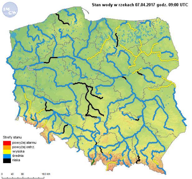 3. Ocena aktualnej i prognozowanej sytuacji i hydrologicznej Ryc. 1. wody w rzekach w Polsce OPIS SYTUACJI HYDROLOGICZNEJ z godz. 11:00 (cz.