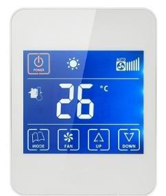 1. Opis Produktu Ten dotykowy termostat pomieszczeniowy z funkcją grzania i chłodzenia jest przeznaczony do 4- przewodowych układów klimakonwektorowych.