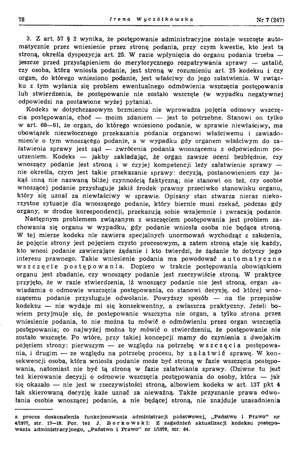 78 Irena W y czólkowska N r 7 (247) 3. Z art.