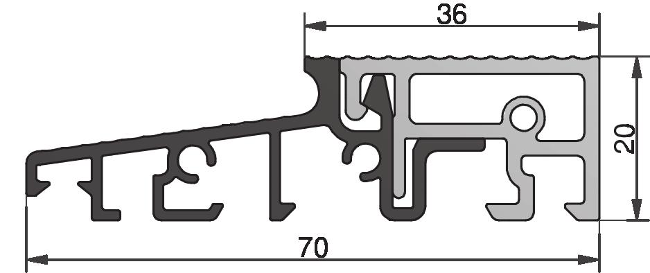 TS57012-FL TS67012 104 42,2 20 Próg ciepły 70mm 70x20x4500,