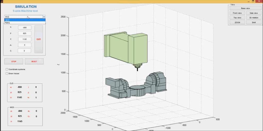 . Rys. 1. Model frezarki 5-osiowej utworzony w programie Matlab Każdy element modelu został stworzony przy użyciu jedynie dwóc funkcji: definiowania cylindra i bloku.