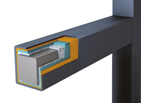 Słup bramy Dla bram jednoskrzydłowych o szerokości do 2950 mm i dwuskrzydłowych o szerokości do 5950 mm z kształtownika 160x160 mm a dla bram jednoskrzydłowych o szerokości od 3000 mm i