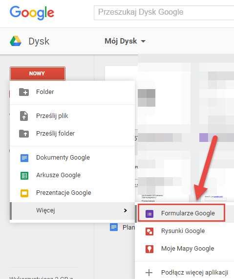 Polecenie 2 (formularze w chmurze) Wyjdź na swój Dysk Google (https://drive.google.