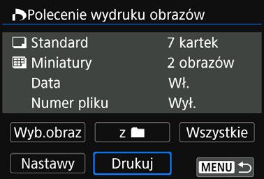 W Drukowanie bezpośrednie zdjęć wybranych do drukowania Za pomocą drukarki zgodnej ze standardem PictBridge można w prosty sposób drukować obrazy z wykorzystaniem trybu DPOF.