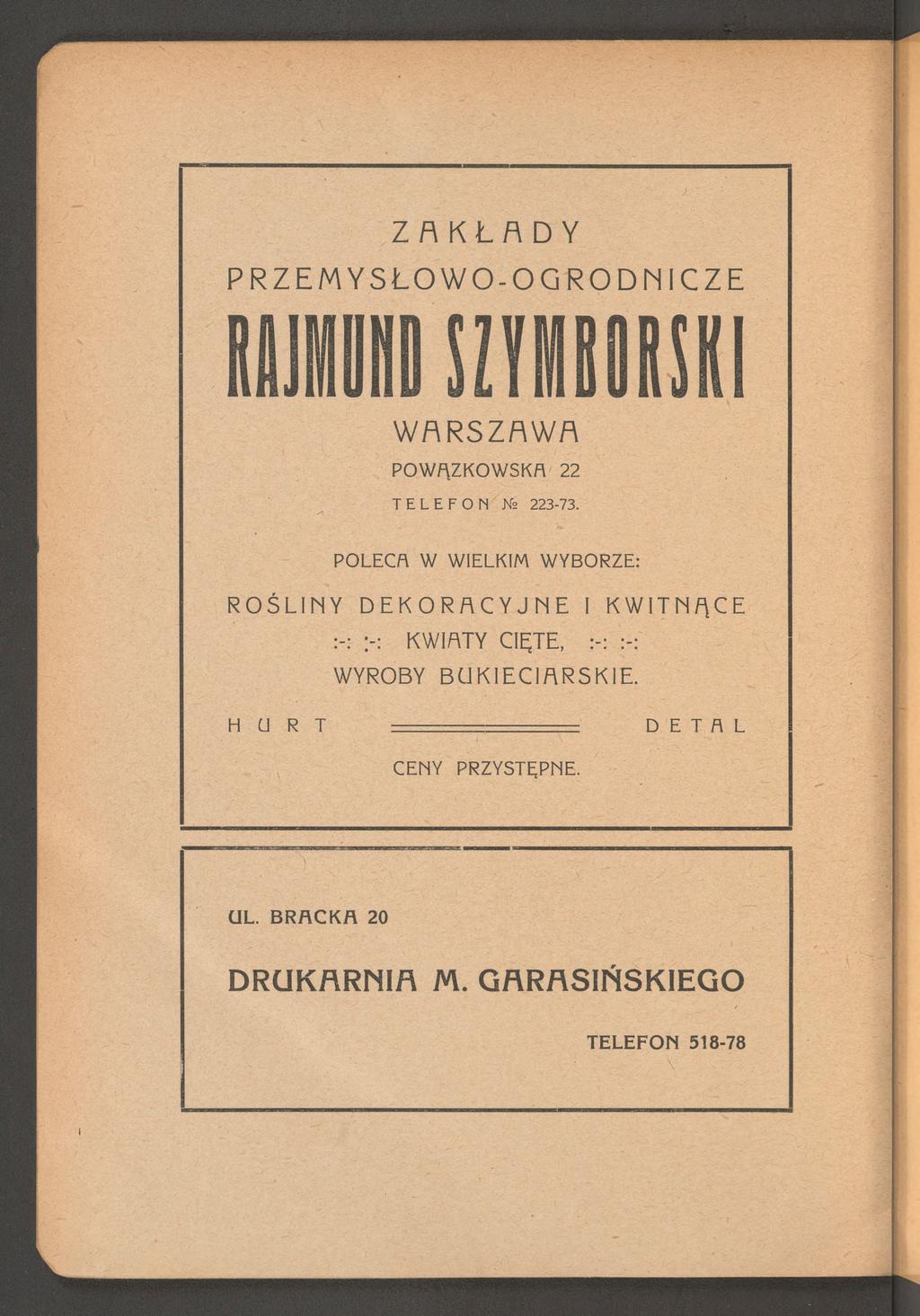 Z A K Ł A D Y PRZEMYSŁOWO-O GRO DNI CZE WARSZAWA POWĄZKOWSKA 22 TELEFON N2 223-73.
