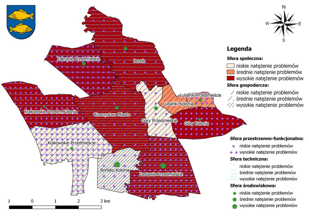 Mapa 14 Koncentracja negatywnych zjawisk we wszystkich sferach w poszczególnych jednostkach