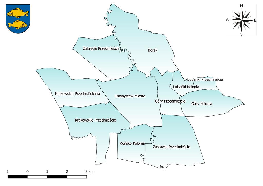 Mapa 2 Podział Miasta Krasnystaw na