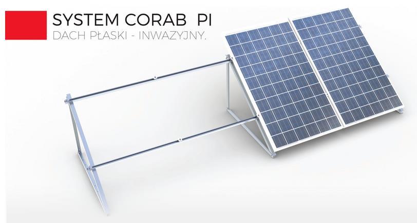 7. Elementy fotowoltaniki Zastosowano rozwiązanie CORAB montaż pionowy Z uwagi na brak warstw izolacyjnych na płytach korytkowych zastosowany zostanie system inwazyjny CORAB PI.