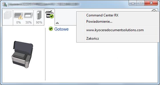 Przygotowanie przed rozpoczęciem użytkowania Menu kontekstowe programu Status Monitor Po kliknięciu ikony ustawień wyświetlane jest następujące menu.