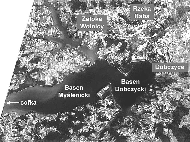 Dobczyckiego Zbiornika wody pitnej dla miasta Krakowa w celu oceny jego stanu jako ekosystemu. 2. CHARAKTERYSTYKA OBSZARU TESTOWEGO Zbiornik Dobczycki (rys.