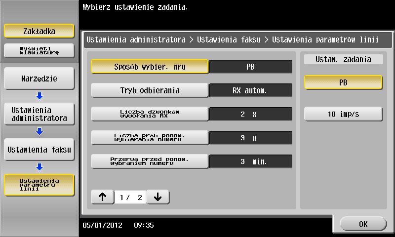 3 Funkcja faksu 3 W przypadku wybierania tonowego wybrać [PB], a w przypadku wybierania impulsowego wybrać [10 imp/s]. 3.3 1 2 Jeśli sposób wybierania numeru nie jest znany: - Jeśli sposób wybierania numeru nie jest znany, należy skorzystać z klawiszy telefonu.