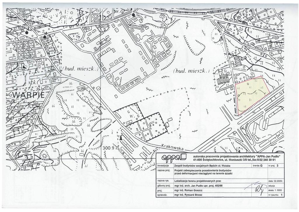 autorska pracownia projektowania architektury "APPA-Jan Pudło" 41-605 Świętochłowice, ul. Moniuszki 3/8 tel.,fax:0/32 245 39 61 nazwa proj. Zespół budynków socjalnych Będzin ul.