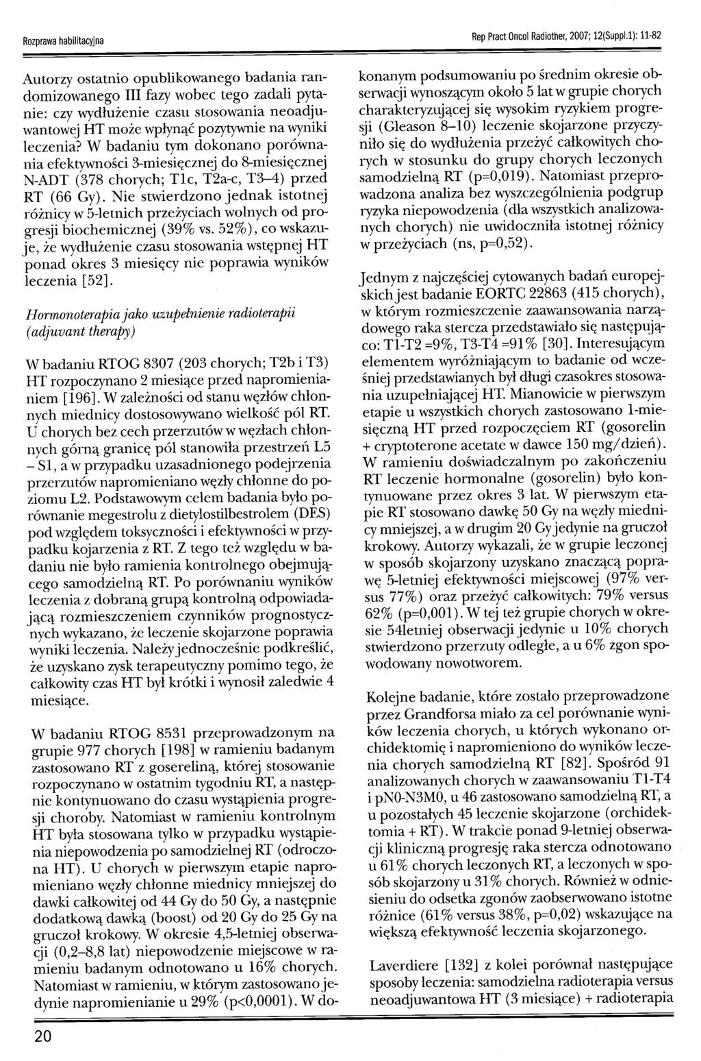 Rozprawa habilitacyjna Rep Pract Oncol Radiother, 2007; 12(Suppl.