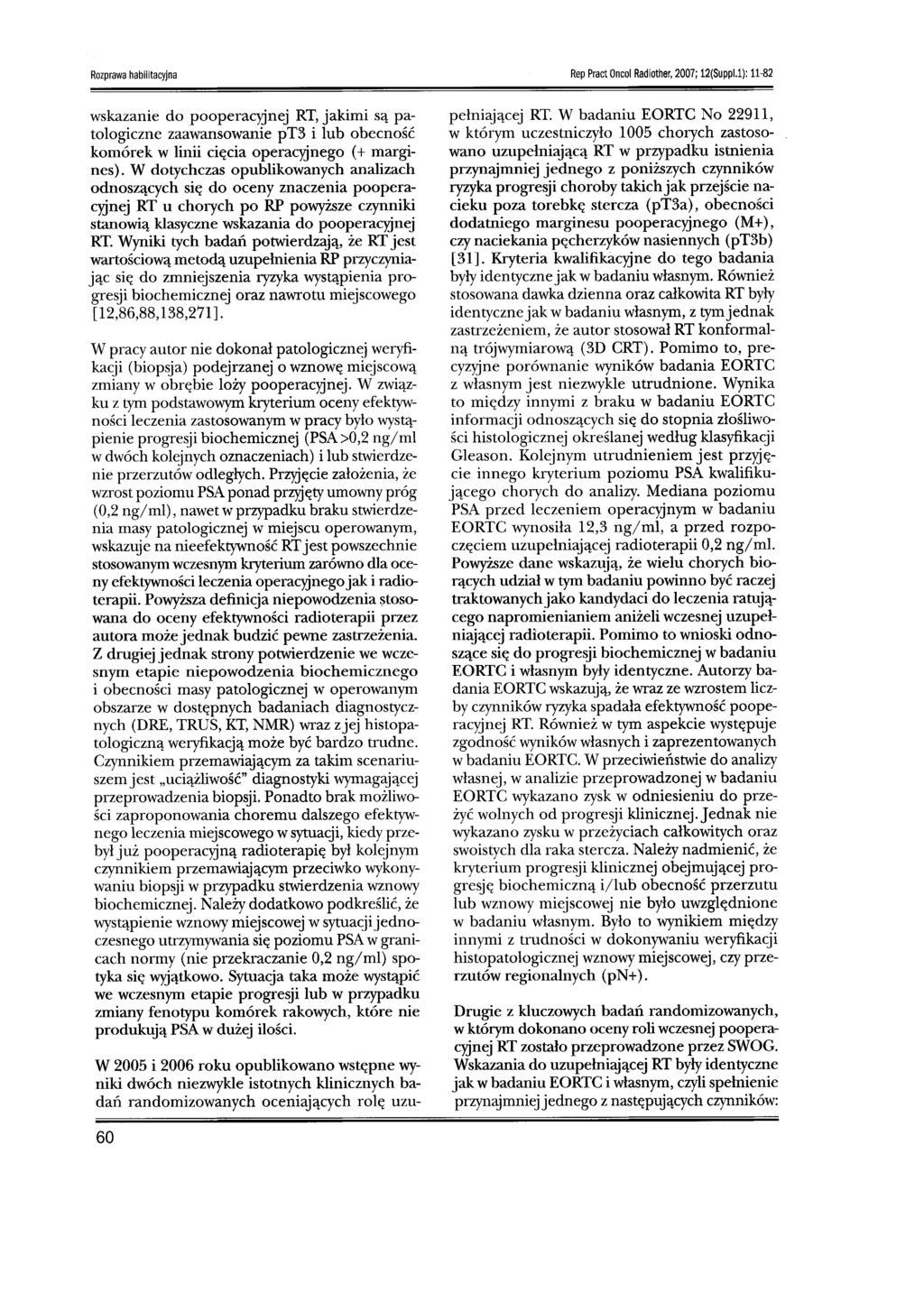 Rozprawa habilitacyjna Rep Pract Oncol Radiother, 2007; 12(Suppl.