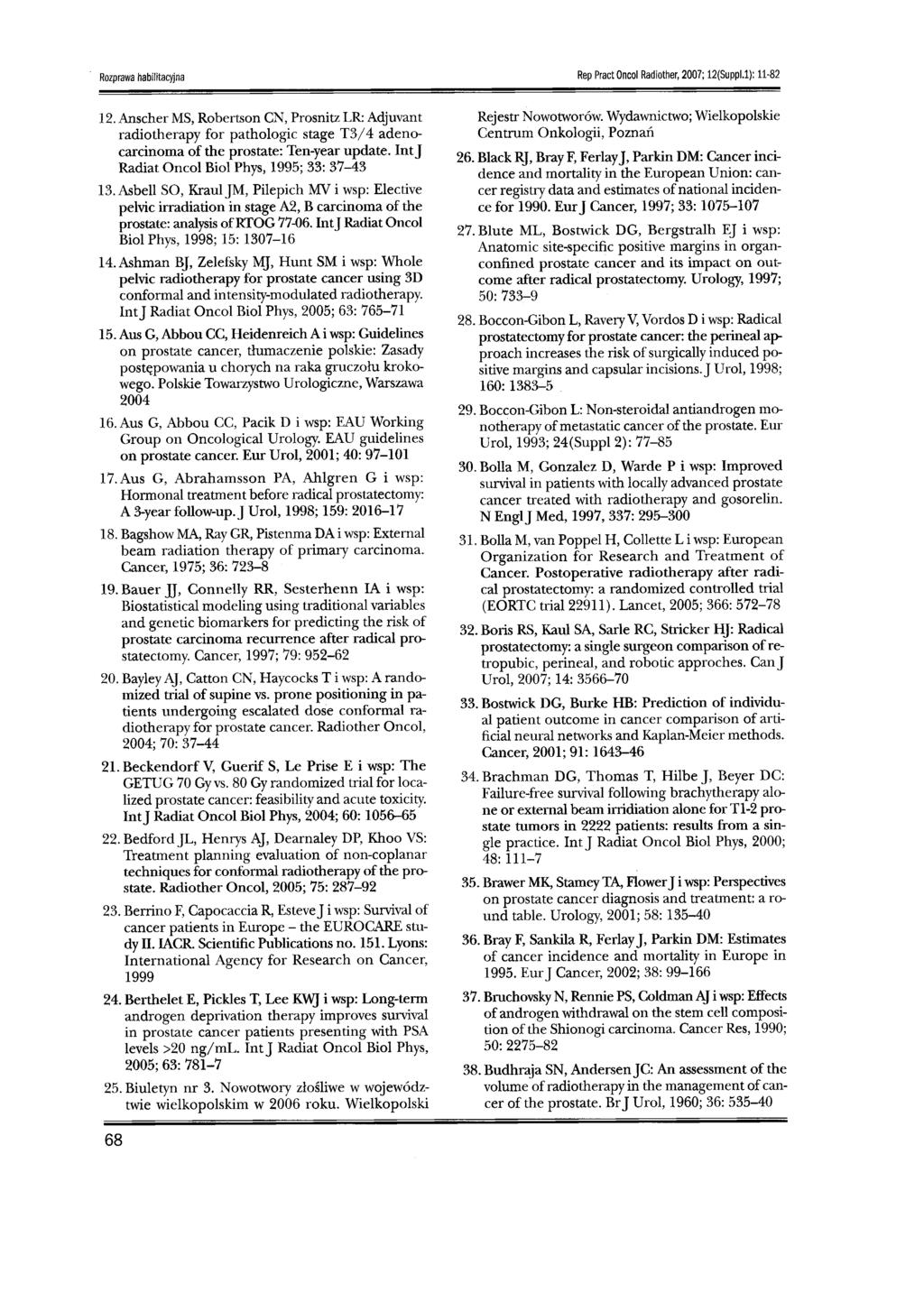 Rozprawa habilitacyjna Rep Pract Oncol Radiother, 2007; 12(Suppl.l): 11-82 12.