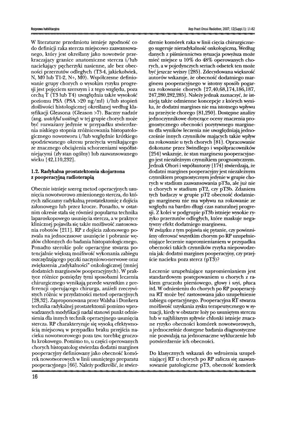 Rozprawa habilitacyjna Rep Prac! Oncol Radiother, 2007; 12(Suppl.