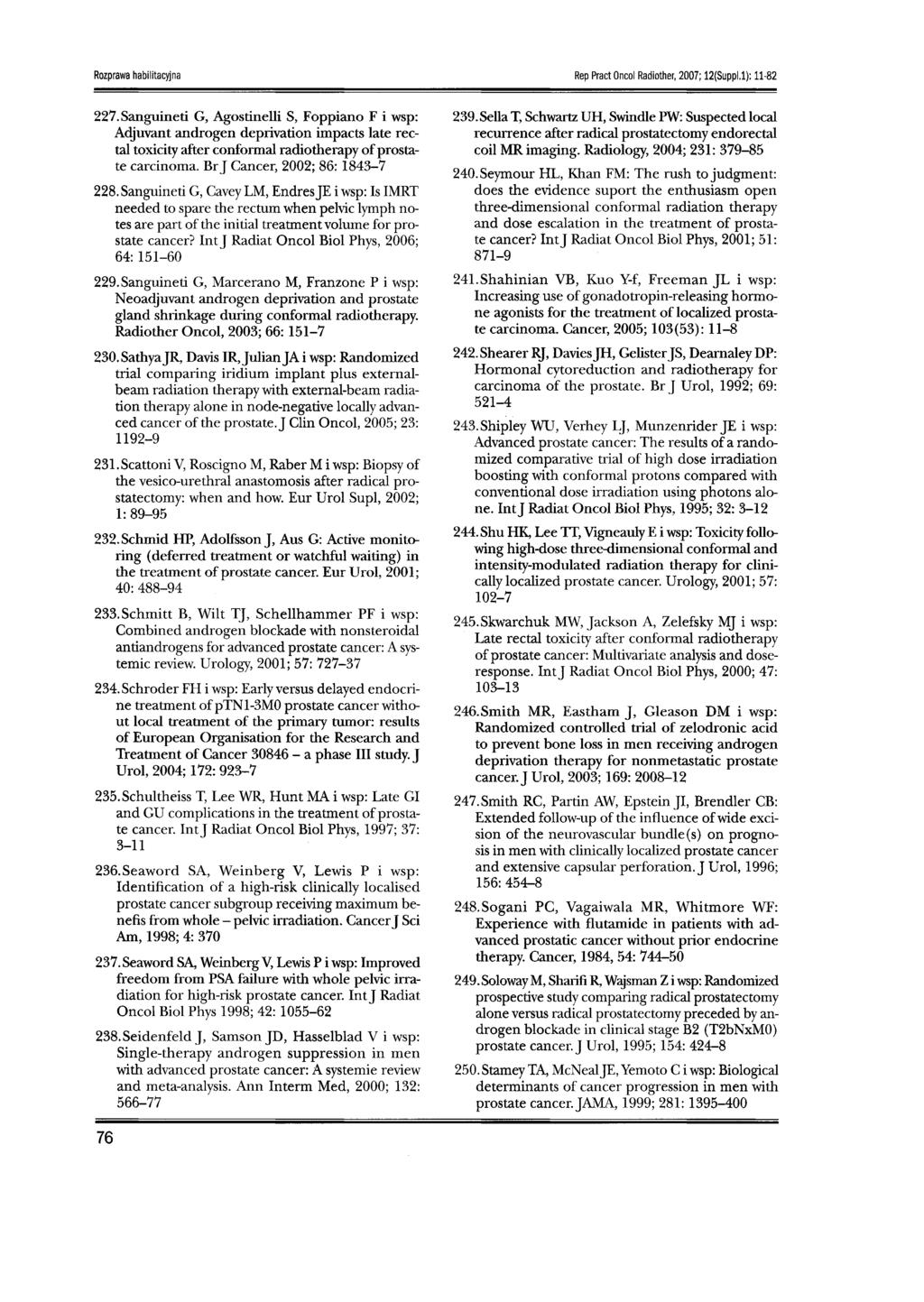 Rozprawa habilitacyjna Rep Pract Oncol Radiother, 2007; 12(SuppI.1): 11-82 227.