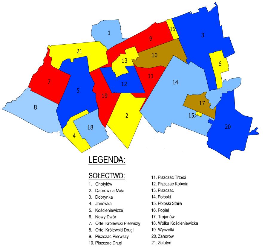 Mapa 3 Sołectwa gminy Piszczac Źródło: Opracowanie własne na podstawie danych Urzędu Gminy Piszczac W pracach nad zidentyfikowaniem obszaru zdegradowanego przyjęto analizę wielokryterialną, opartą na