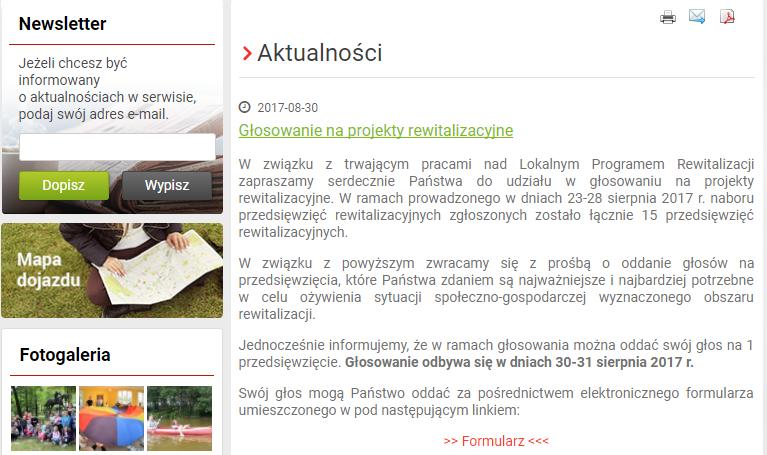 Rysunek 14 Informacja nt. głosowania na projekty rewitalizacyjne Źródło: http://www.piszczac.