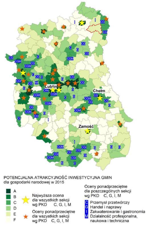 Terespol, Tomaszów Lubelski, Włodawa. W grupie gmin miejsko-wiejskich najwyżej ocenione zostały: Janów Lubelski, Kazimierz Dolny, Łęczna, Opole Lubelskie, Poniatowa, Ryki.