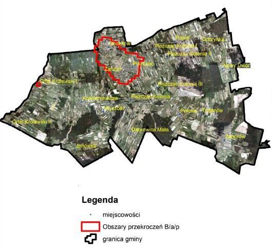 Analiza danych uzyskanych z WIOŚ w Lublinie pozwala zaobserwować, że obszarem gminy Piszczac, w którym odnotowano w 2015 roku przekroczenia benzo/a/piranu były tereny sołectw: Piszczac, Chotyłów,
