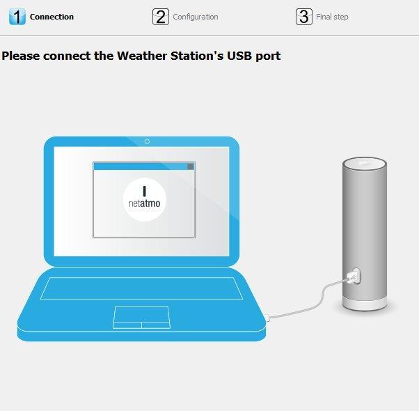 Podłączamy moduł wewnętrzny Netatmo do wejścia USB w naszym komputerze