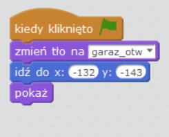 Testujemy działanie skryptu poprzez jego uruchomienie kliknięcie w zieloną flagę.