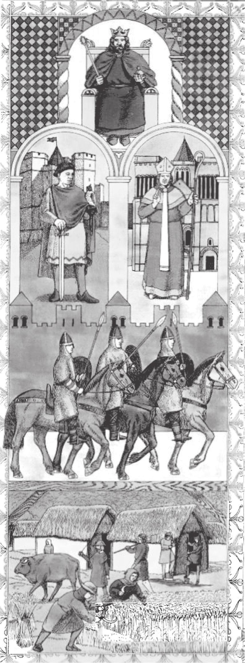 11 Wykonaj zadanie na podstawie podanego źródła. ŹRÓDŁO 11.1 Nazwij epokę historyczną, dla której charakterystyczne jest rozwarstwienie społeczne przedstawione na ilustracji. 11.2 Wymień dwa przedstawione na ilustracji symbole władzy osoby zajmującej najwyższą pozycję społeczną.
