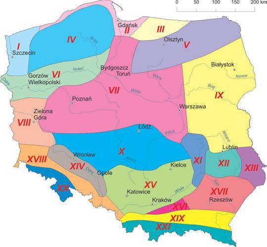 Źródło: www.acta-agrophysica.org Legenda: Dzielnica rolniczo-klimatyczna I. Szczecińska XII. Lubelska II. Zachodniobałtycka XIII.