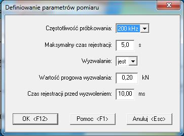 Jeśli proponowane wartości parametrów są zgodne z naszymi danymi wciskamy OK.