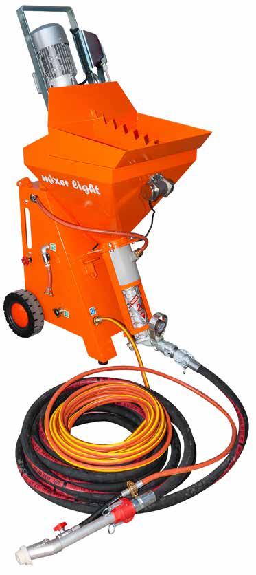 Mixer light AGREGATY TYNKARSKIE DANE TECHNICZNE Symbol produktu Pojemność zbiornika Zasilanie Ochrona termiczna Silnik do komory mieszania Zmienna prędkość Sprężarka Pompa