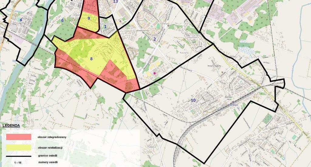 Obszar rewitalizacji: 15667 mieszkańców = 28,82%