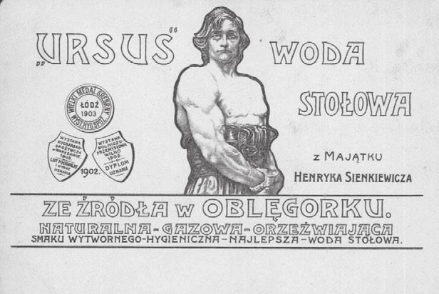 Początki przemysłu szklarskiego w Kielcach Kartka - reklamówka źródła Ursus. Ze zb. K. Lorka kieleckiej Huty Szklanej.